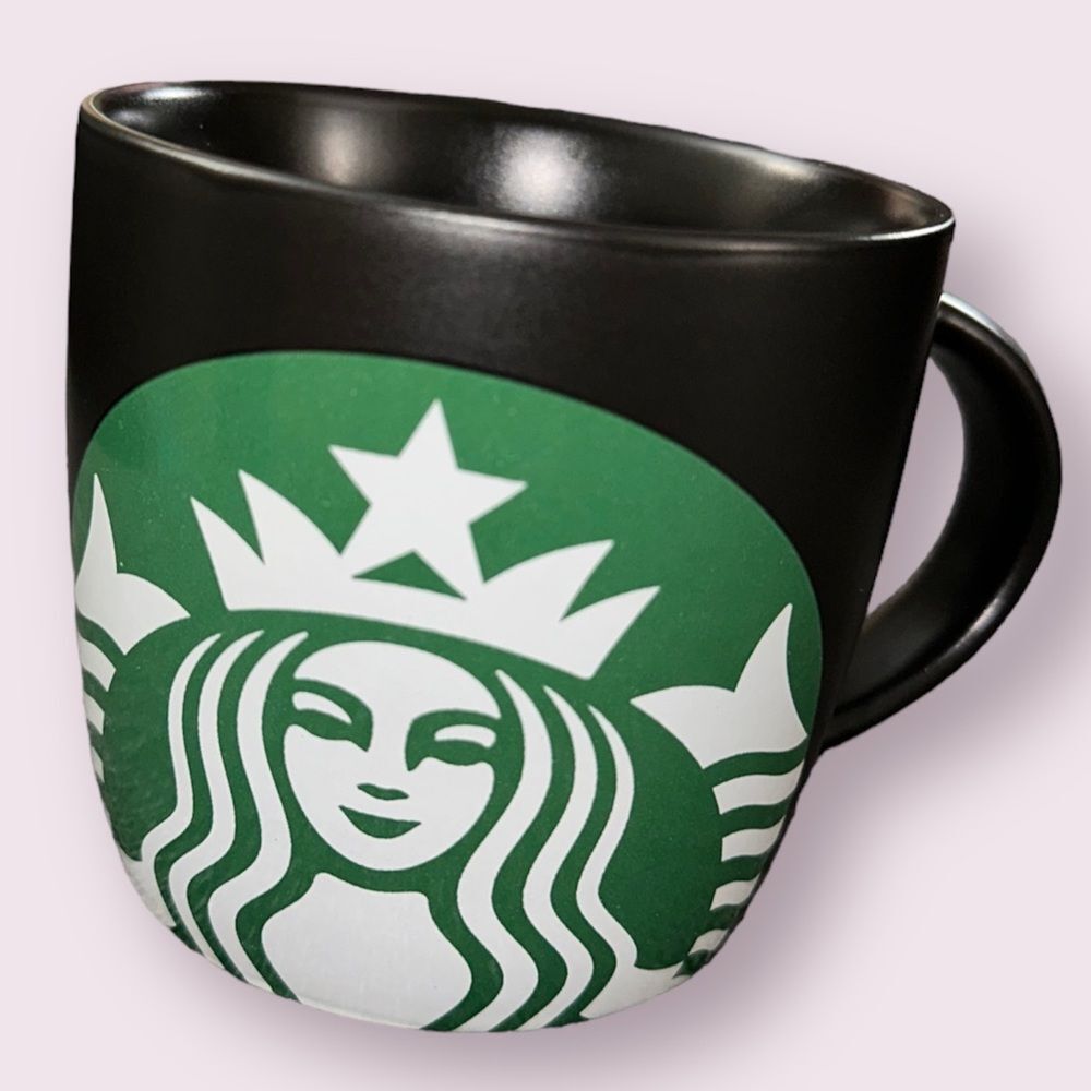Starbucks Black‎  Coffee Mug Green Mermaid Siren Green Logo Ceramic 14oz